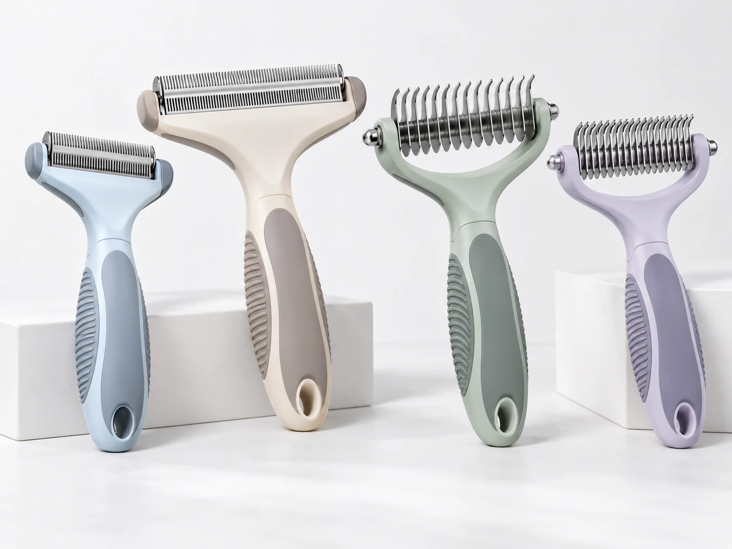 PETMERO deshedding tools and undercoat rakes with different metal tooth structures