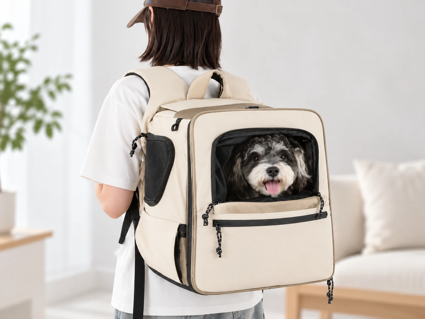PETMERO Pet Backpack Support and Carrying Comfort PETMERO pet backpack with a dog showing shoulder straps back support and carrying comfort