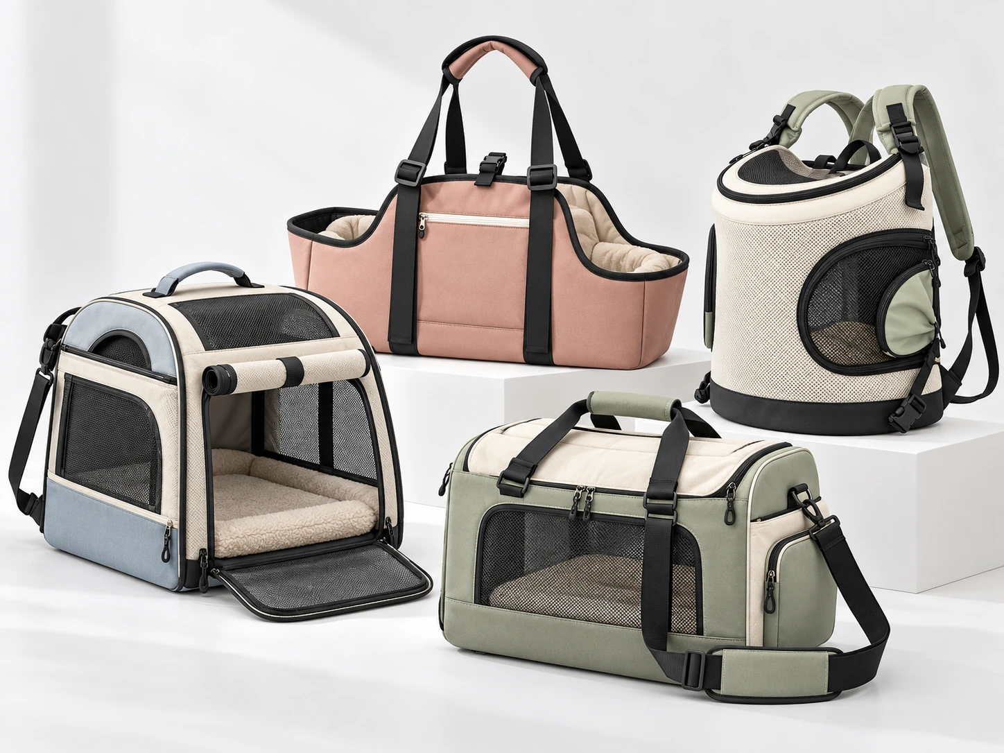 PETMERO Pet Backpack Size Guide Product Line PETMERO pet backpacks and soft travel bags showing different structures for size and fit planning