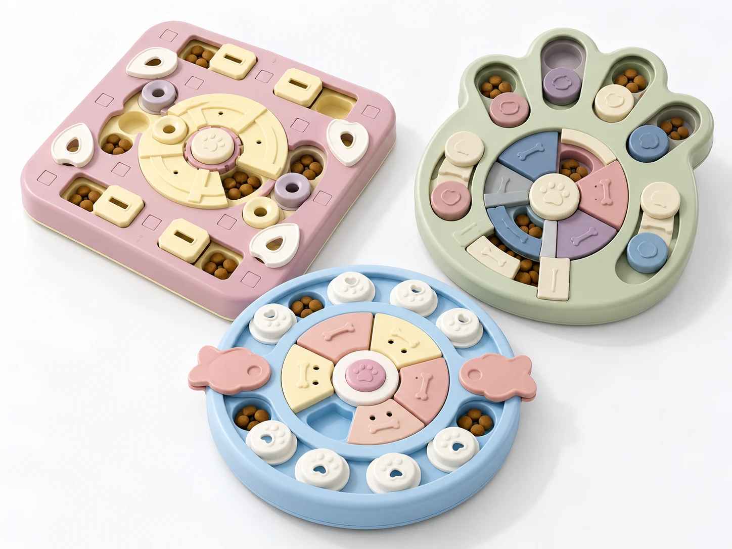 PETMERO dog puzzle toys showing beginner intermediate and advanced difficulty structures