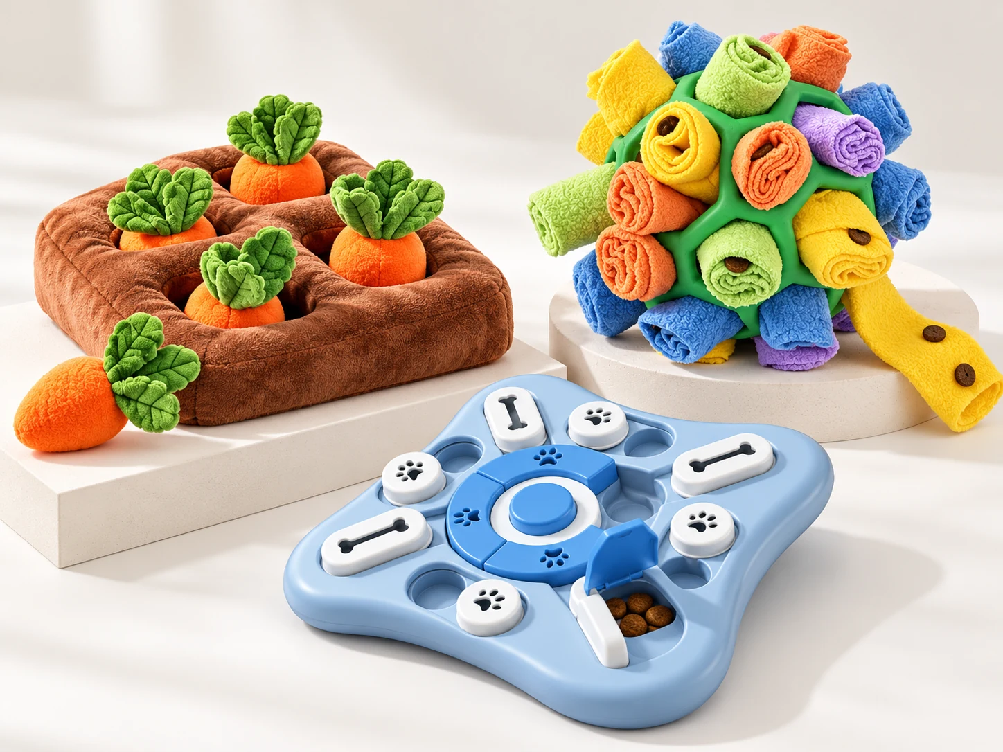PETMERO Dog Puzzle Engagement and Feedback PETMERO dog puzzle toys using food search hide-and-seek and interactive feedback